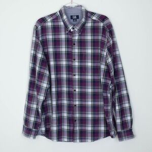Cutter Buck Mens Button Down Plaid Shirt Size XL Purple‎ Long Sleeve Office Work